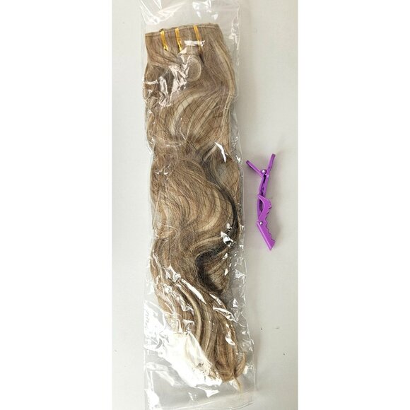 Vigorous Womens Clip In Hair Extensions 20" Blonde Mix Bleach Blonde Long Wavy - Picture 4 of 7